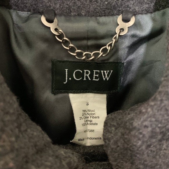 J. Crew Double Breasted Peacoat Small Gray Wool Blend Dark Academia Pockets - Picture 3 of 6